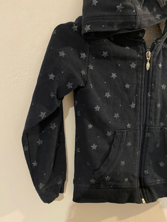 Gilet sweat à motif étoiles enfant – 8 ans – intérieur moumoute