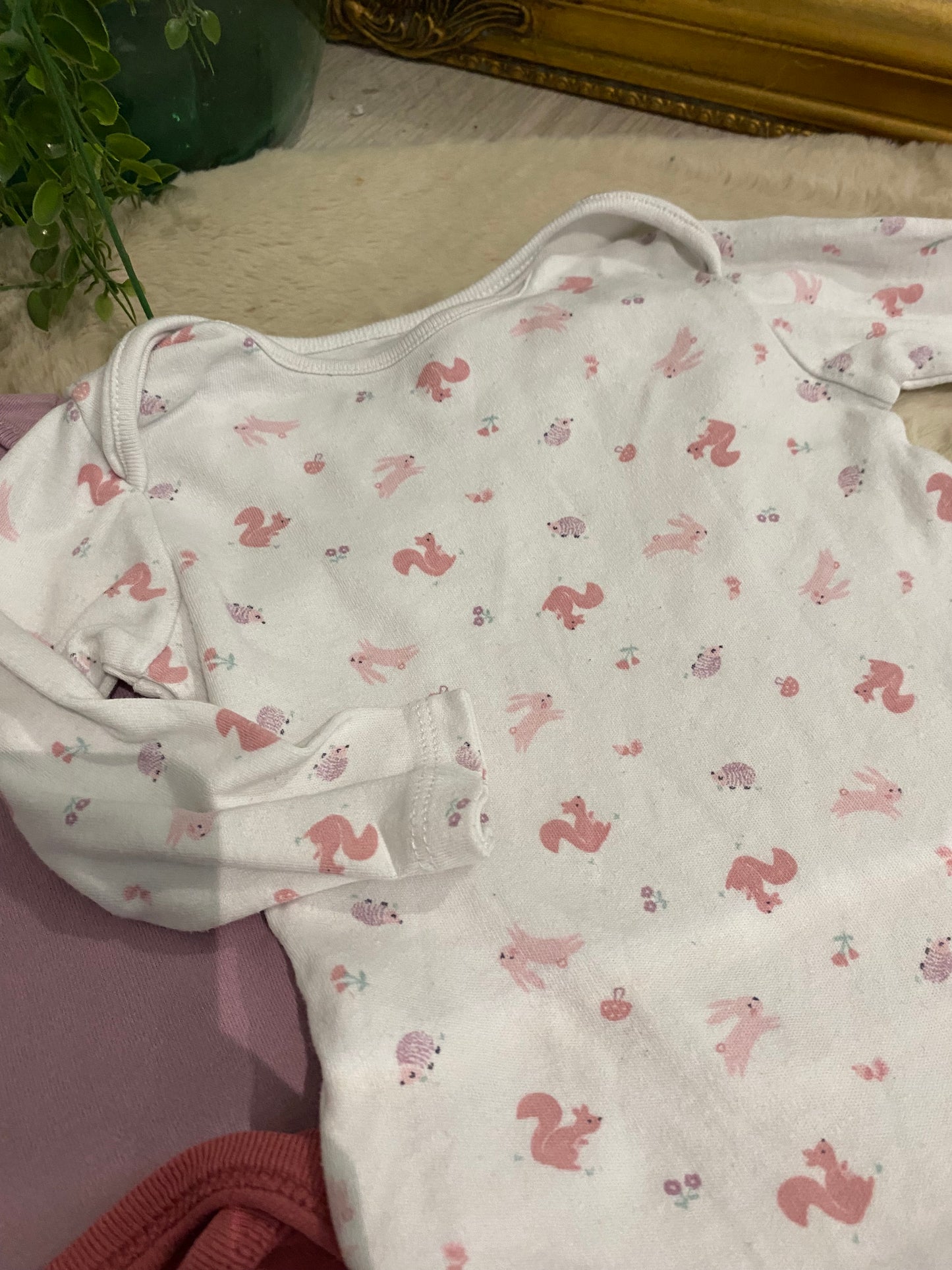 Lot de 3 bodies bébé fuchsia manches longues – 9 mois – Marques variées