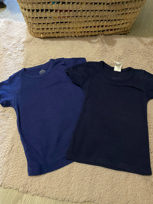 👕 Lot 2 t-shirts bébé près du corps – marine – Absorba + sans marque – Manches courtes