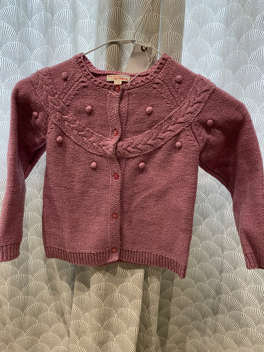 Gilet mauve décor pompons – 5 ans – DPAM