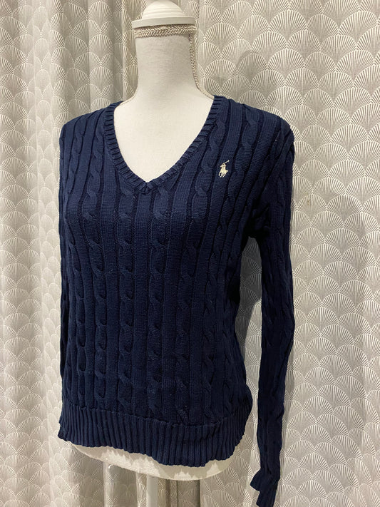 Pull marine torsadé col V – Ralph Lauren – T38