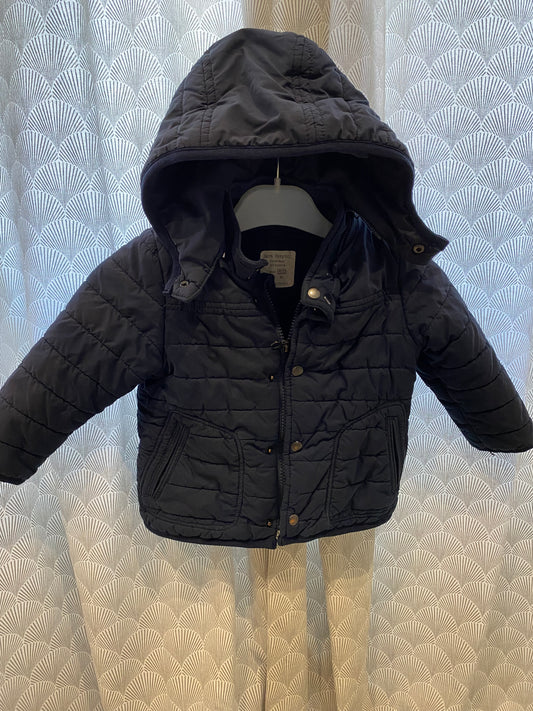 Doudoune marine intérieur chaud capuche amovible – Zara – 2 ans