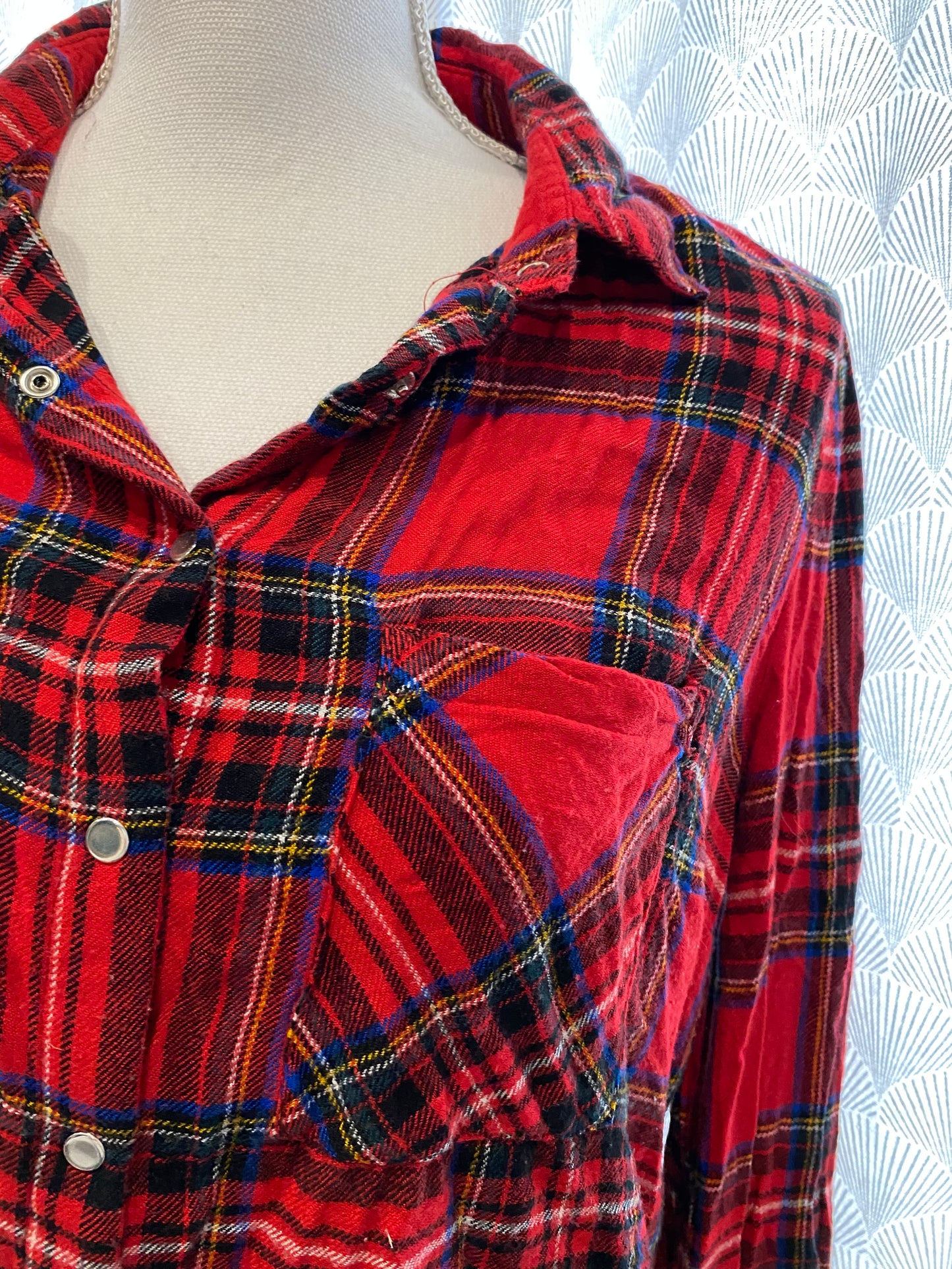 Chemise effet bûcheronne rouge à carreaux – Pimkie – 38