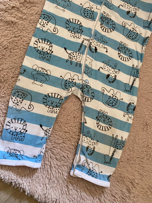 💙 Pyjama rayé bleu et blanc sans pied – 3/6 mois – manches longues – sans marque