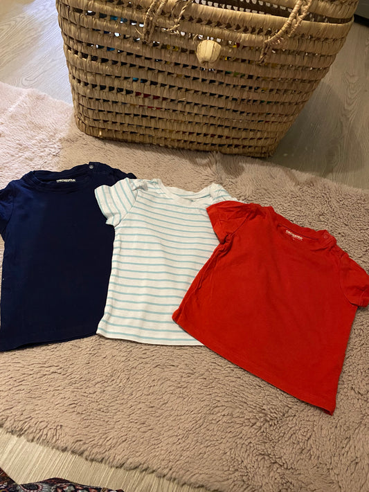 Lot 3 t-shirts basiques – Orchestra – 12 mois – Très bon état
