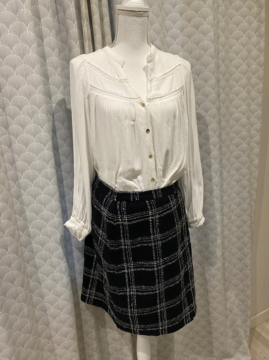 Jupe noire et blanche à carreaux – Effet laine – T44
