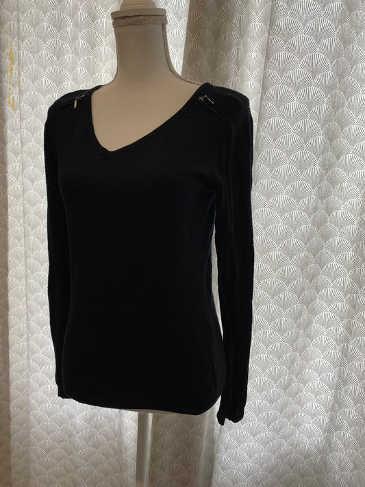 Pull à épaulettes pailletées Cache Cache – Taille M ✨🖤