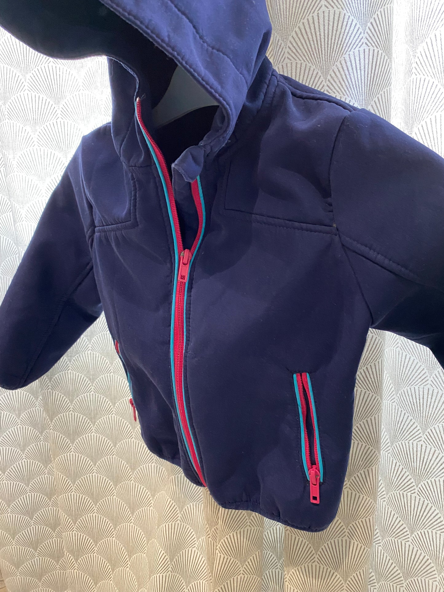 Veste mi-saison marine et rose coupe-vent – Tissaia – 3 ans